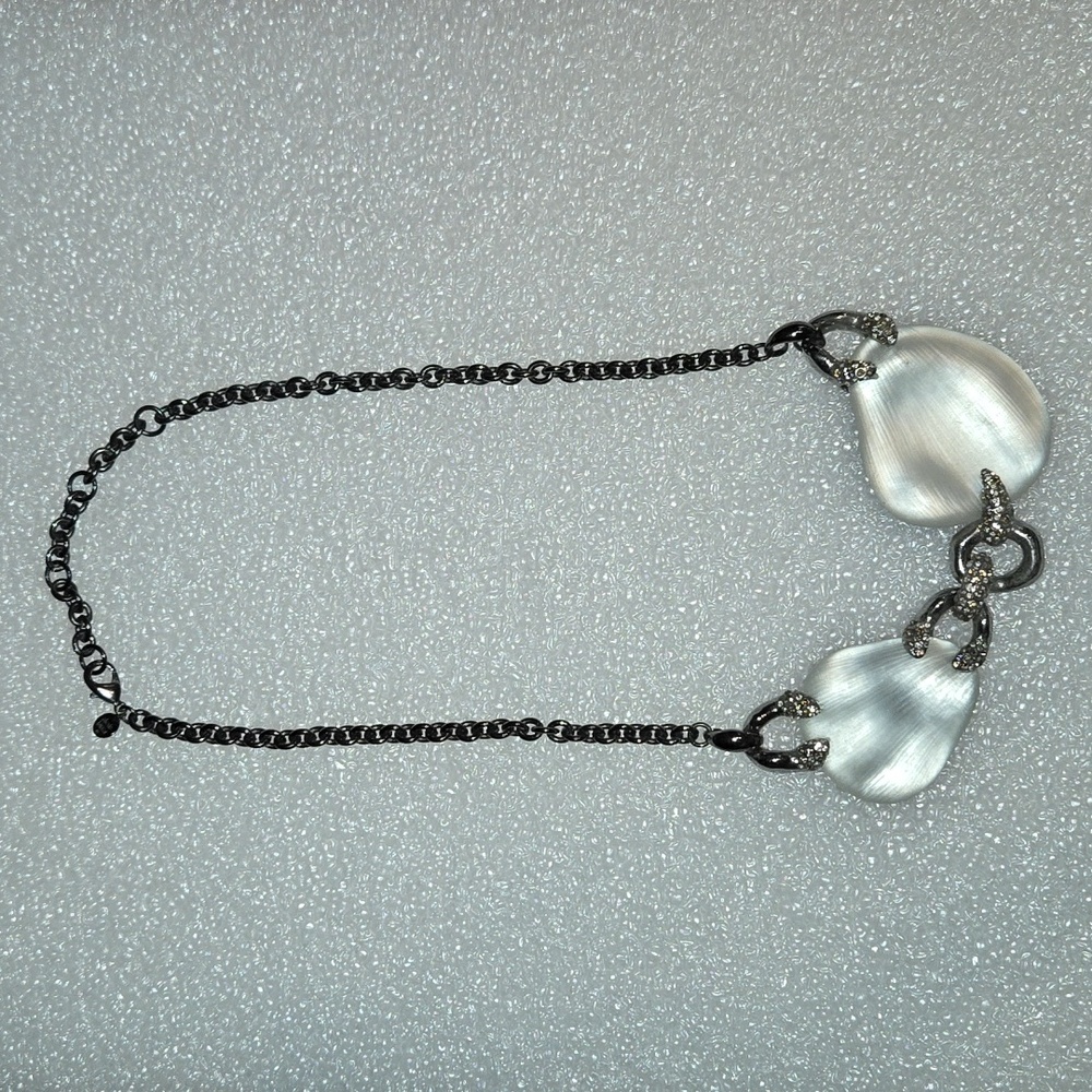 Alexis Bittar Lucite Gunmetal chain link necklace